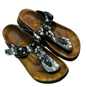 Birkenstock Papillio Gizeh Brown Footbed Floral print sandals size 5